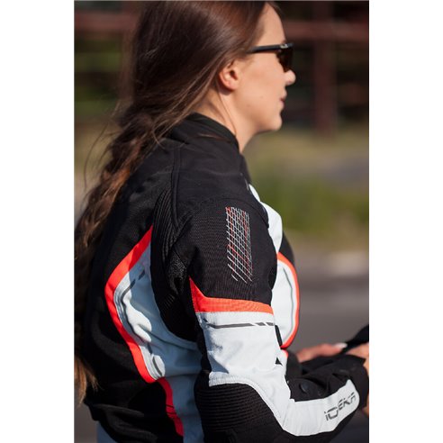 Chaqueta 2 en 1 Modeka Khao Air Lady negro/gris claro/rojo