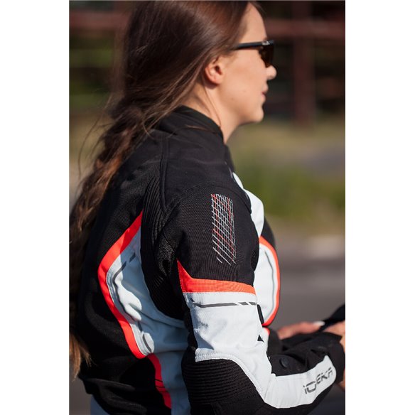 Chaqueta 2 en 1 Modeka Khao Air Lady negro/gris claro/rojo