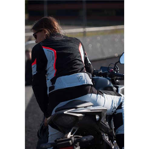 Chaqueta 2 en 1 Modeka Khao Air Lady negro/gris claro/rojo