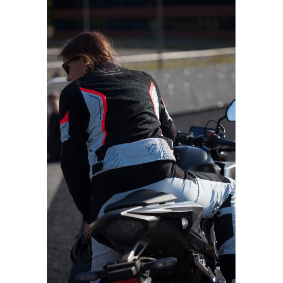 Chaqueta 2 en 1 Modeka Khao Air Lady negro/gris claro/rojo