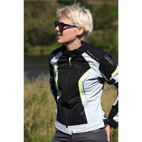 Chaqueta 2 en 1 Modeka Khao Air Lady negro/gris/amarillo