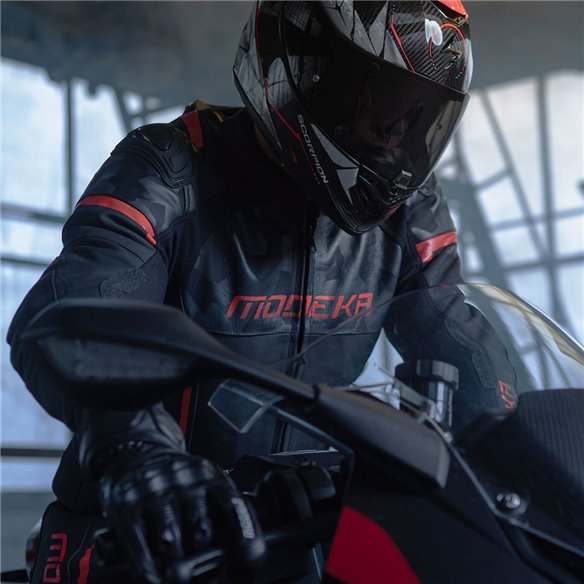 Chaqueta Modeka Valyant negro rojo (Novedad 2023)