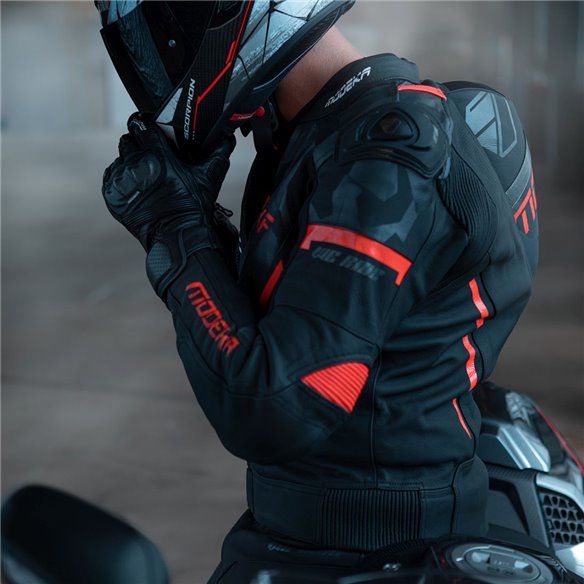 Chaqueta Modeka Valyant negro rojo (Novedad 2023)