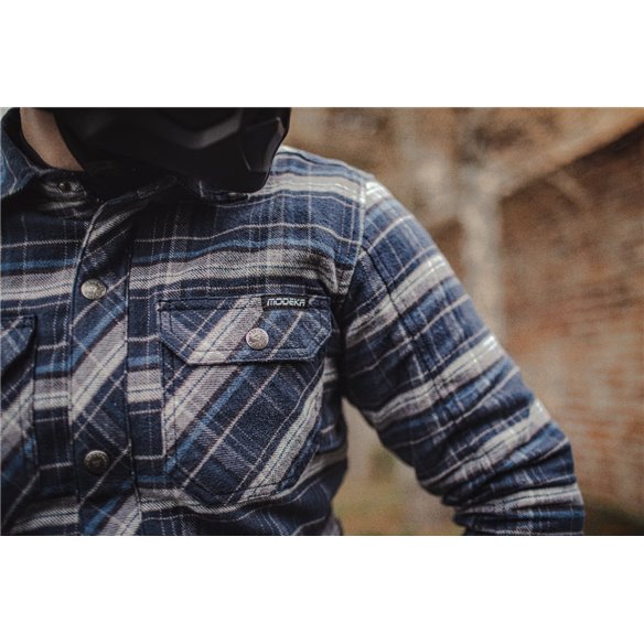 Camiseta Modeka de franela Nooner azul beige (Novedad 2023)