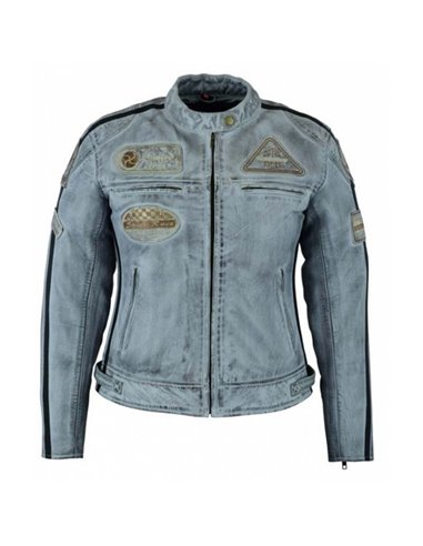 Cazadora piel Nemo azul lady