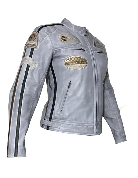 Cazadora piel Nemo azul lady