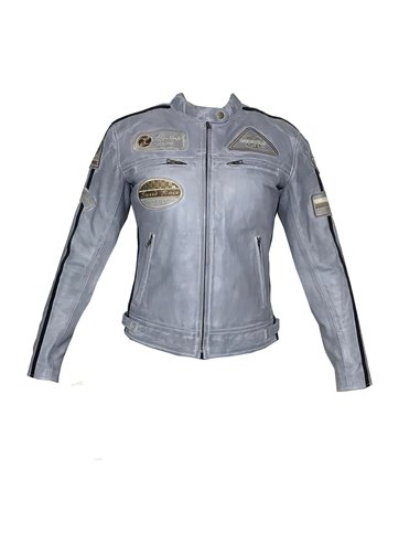 Cazadora piel Nemo azul lady