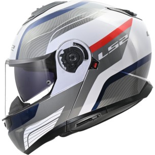 CASCO MODULAR LS2 STROBE II BLANCO ROJO AZUL