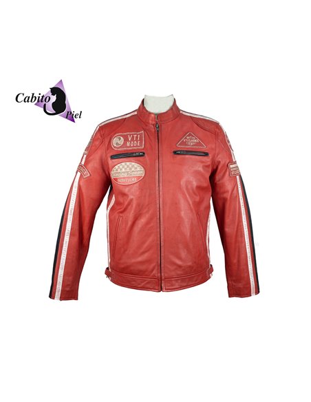 1Cazadora de piel Nemo rojo