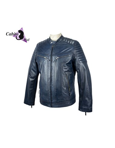 Cazadora de cuero 3053 azul