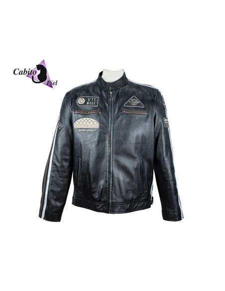 Cazadora de cuero Nemo negro