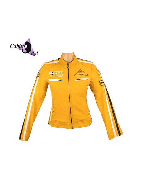 Cazadora de cuero Nemo amarillo