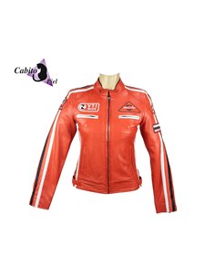 Cazadora de cuero Nemo rojo