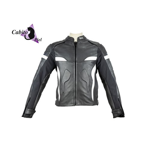 Cazadora de piel OMC mono negro/blanco